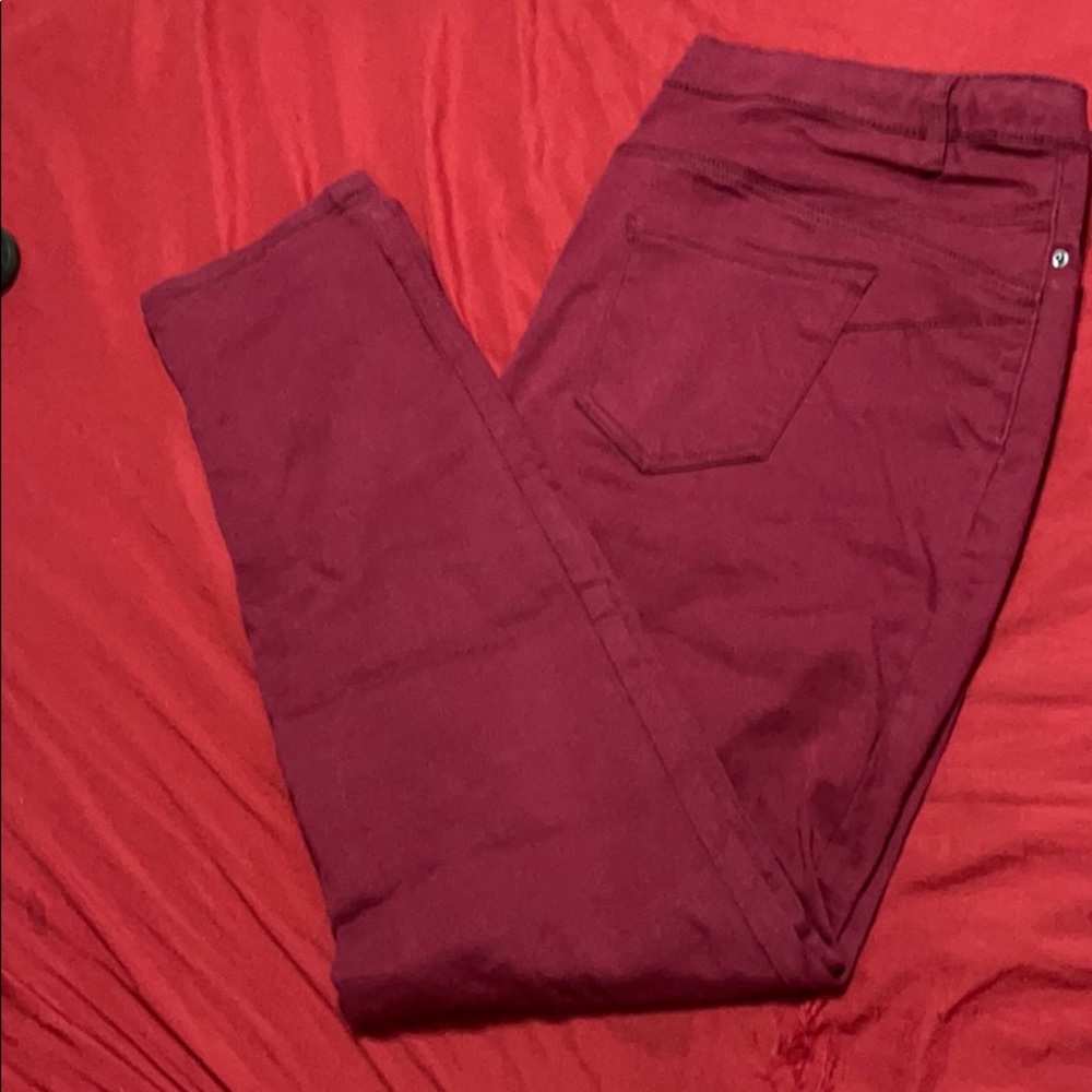 Burgundy skinny jeans